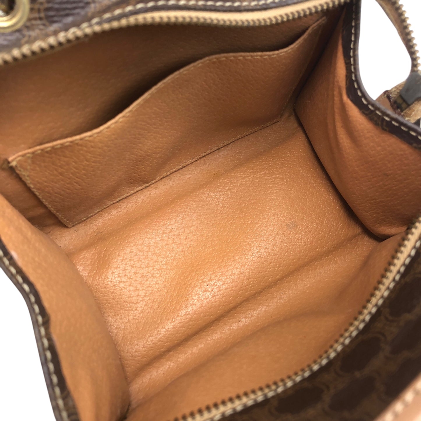 CELINE Macadam Two-way Handbag Shoulder bag Brown Vintage 85it3e