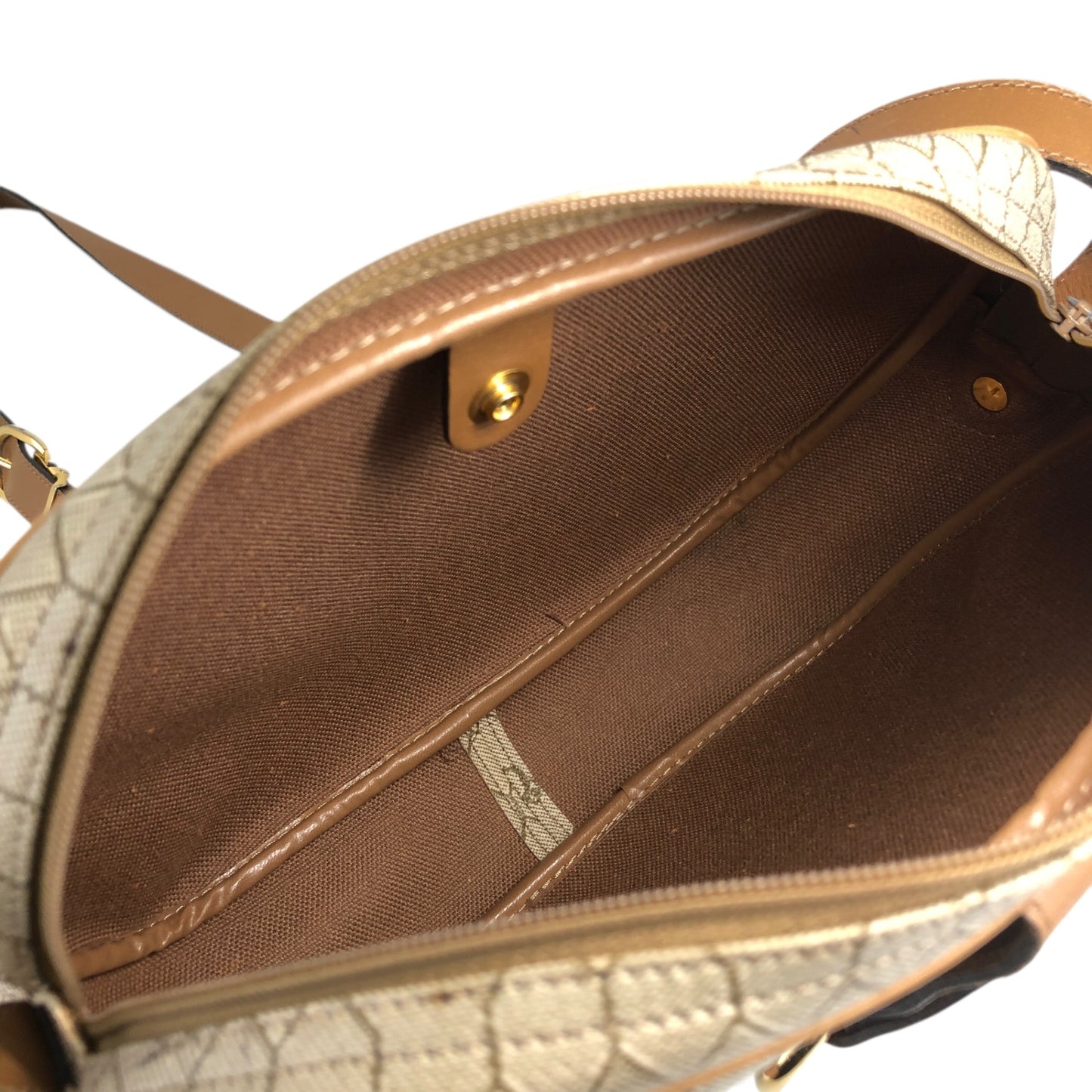 Christian Dior Honeycomb Pattern Round Shoulder bag Beige Vintage rd2a45
