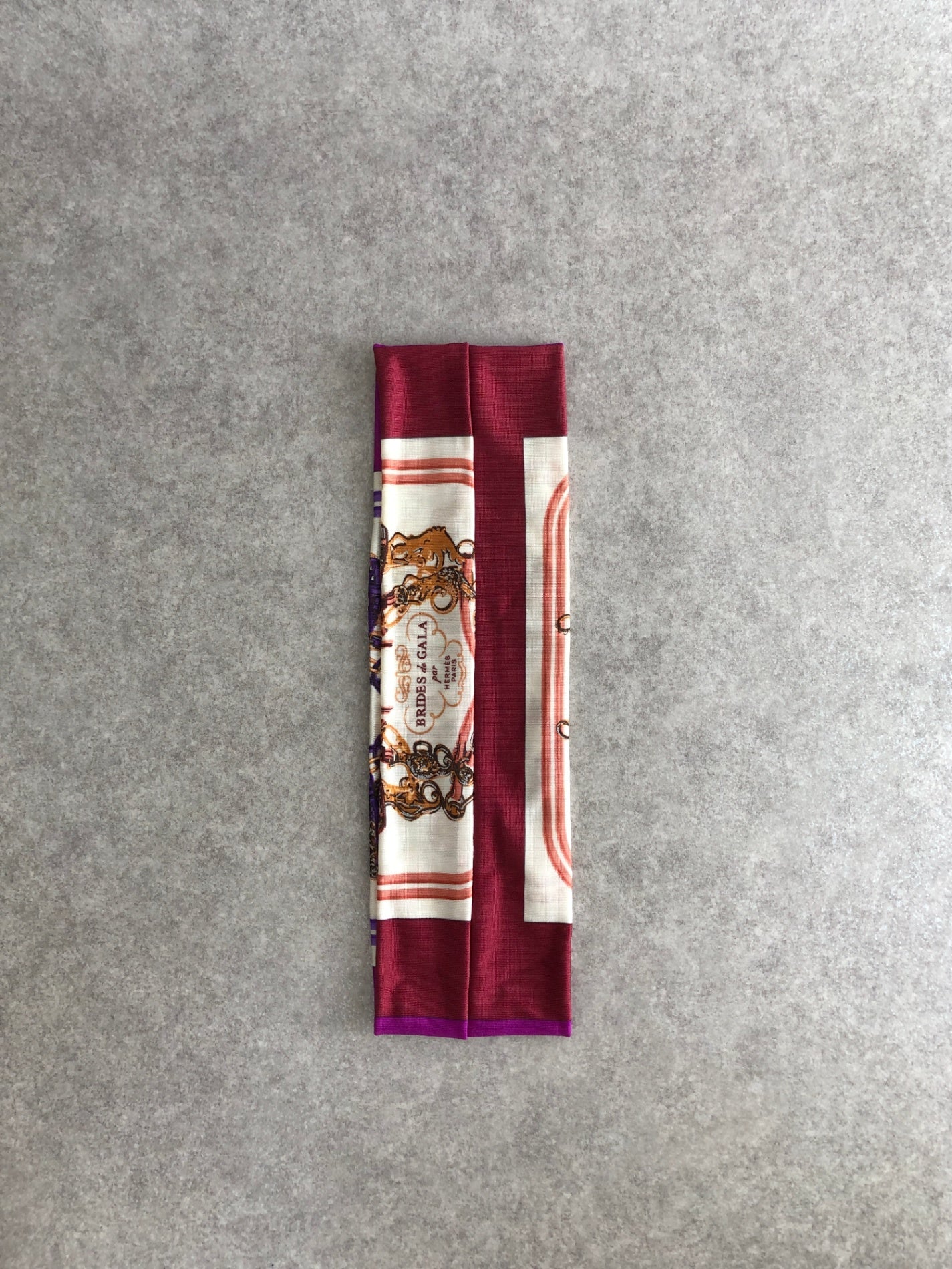 HERMES Silk Headband Purple BRIDES DE GALA Vintage dnswe2