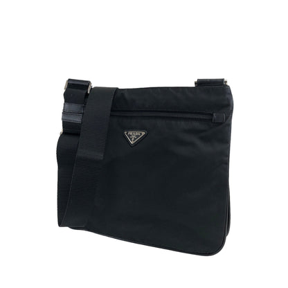 PRADA Triangle Logo Nylon Shoulder bag Black Vintage kyupfd