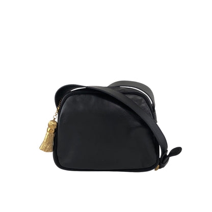 Christian Dior Logo Embossed Tassel Shoulder bag Black Vintage nvdfjx