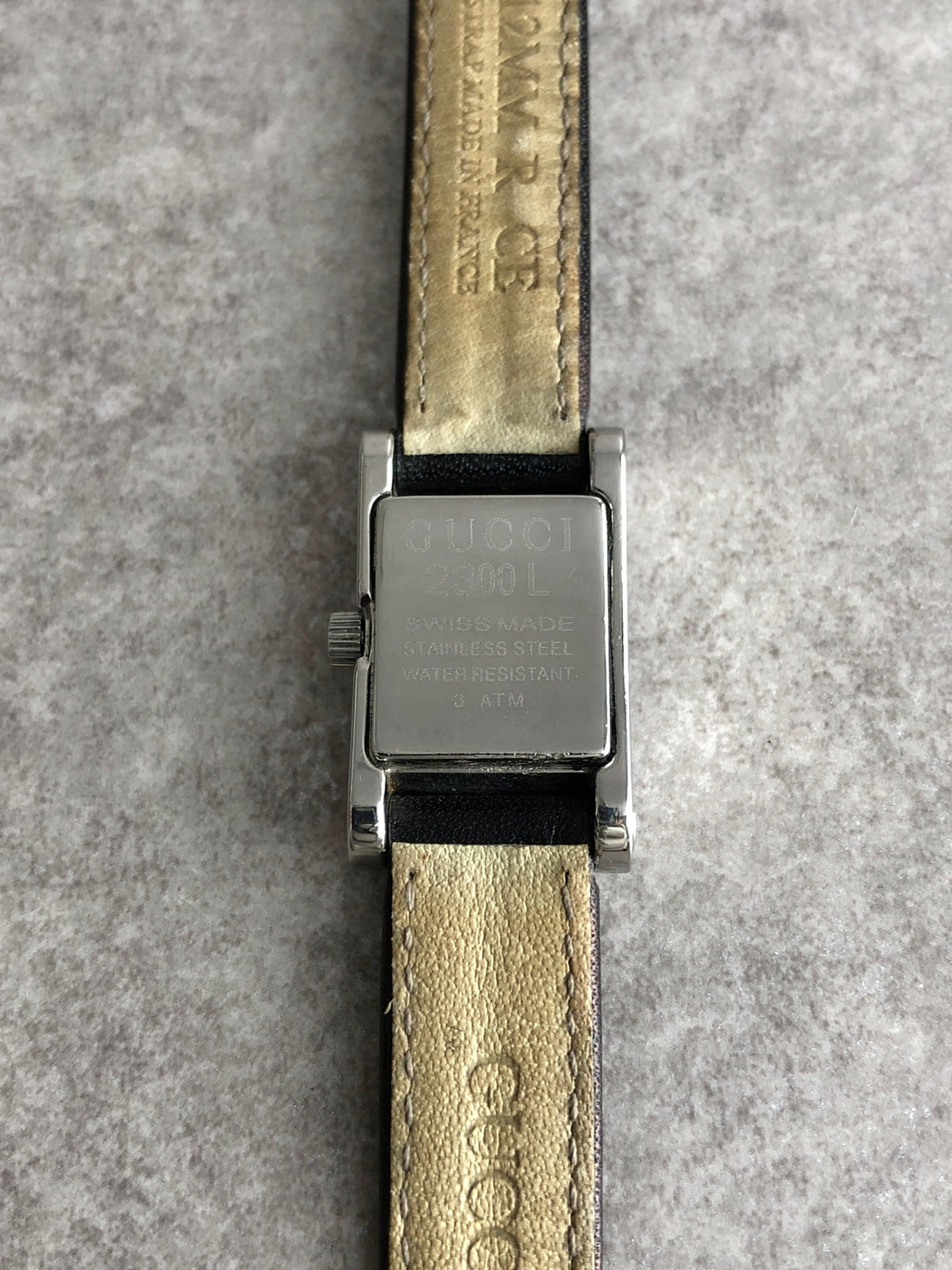 GUCCI Logo Quartz Watch Silver×Black 2300L Vintage j62ygb