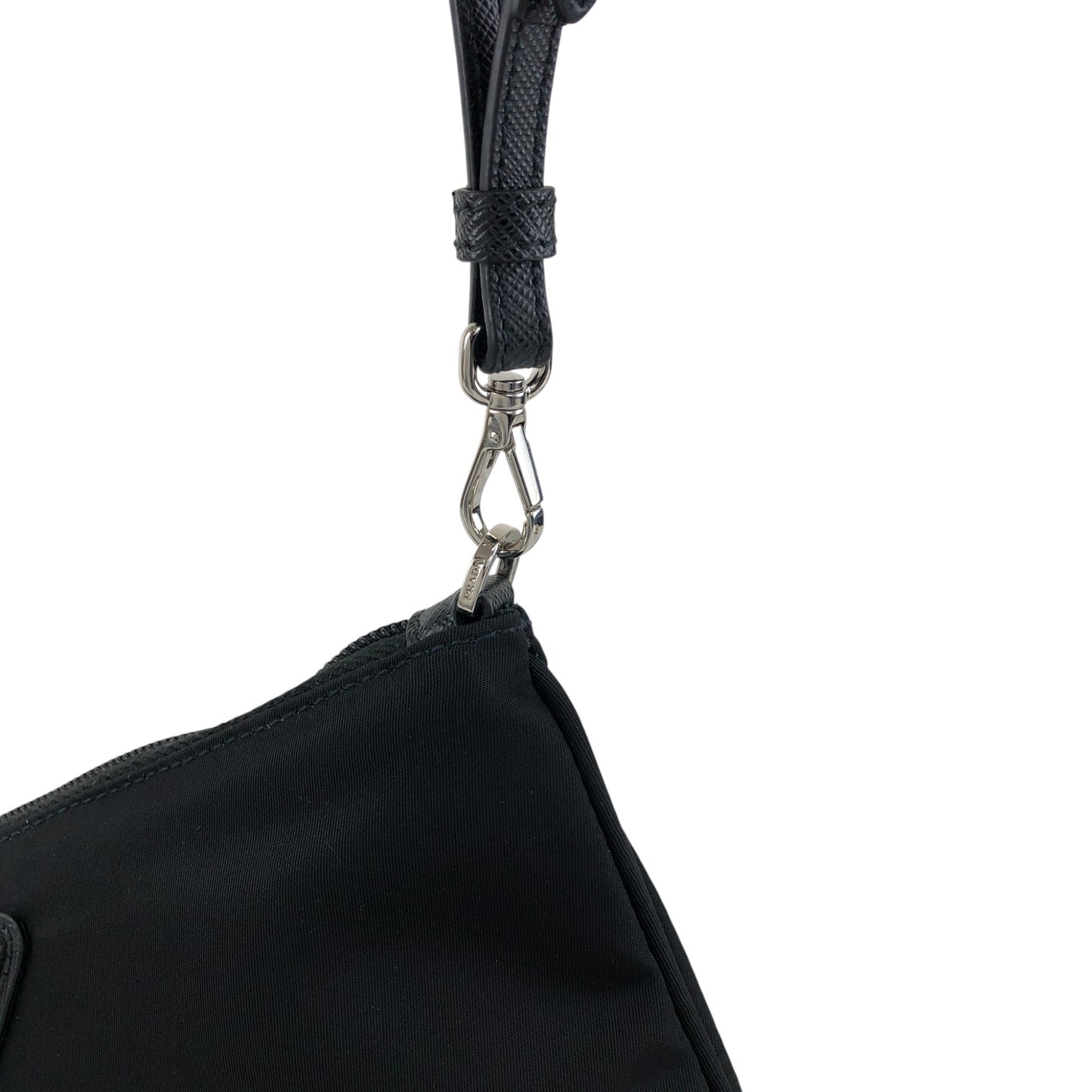 PRADA Tessuto Triangle Logo Handbag  Pouch Black Vintage wc2wgs