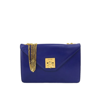 CELINE Gancini Chain Shoulder bag Blue Vintage ppdxph