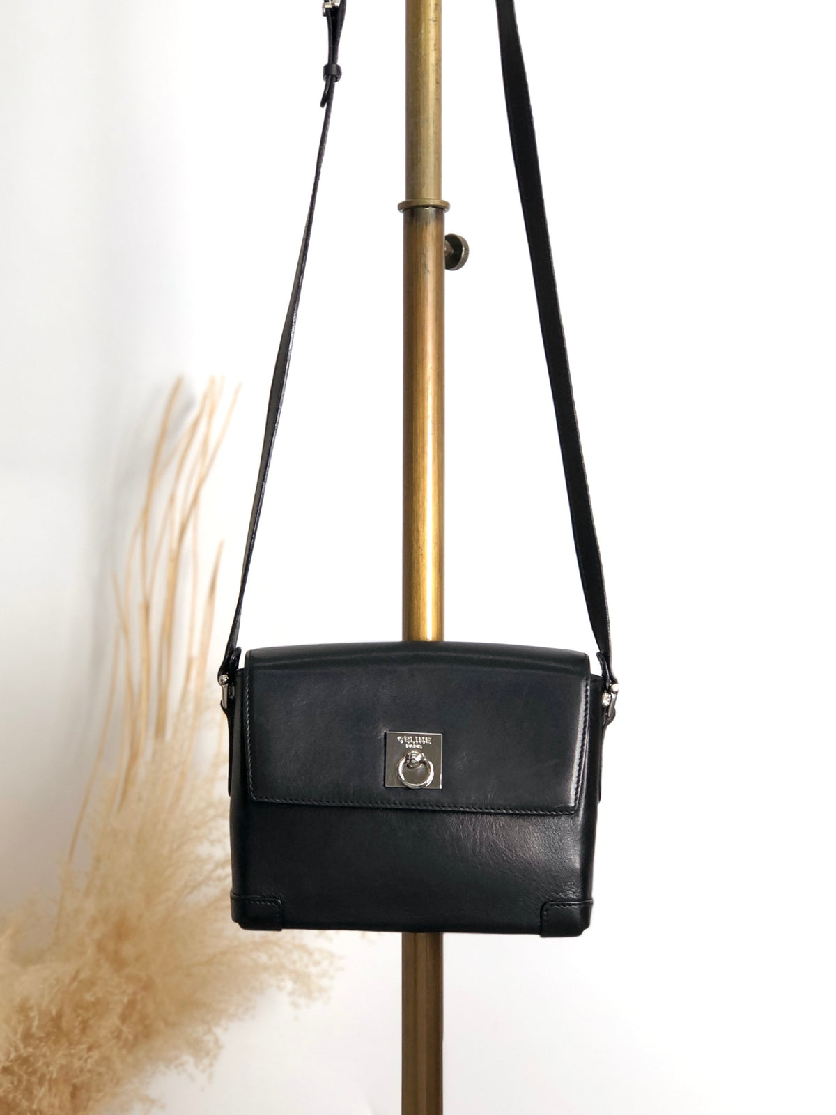 CELINE Gancini Shoulder bag Black Vintage zrwxe4