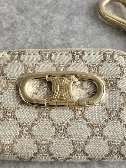 CELINE Triomphe Blason Coin Purse Beige Vintage nrkpks