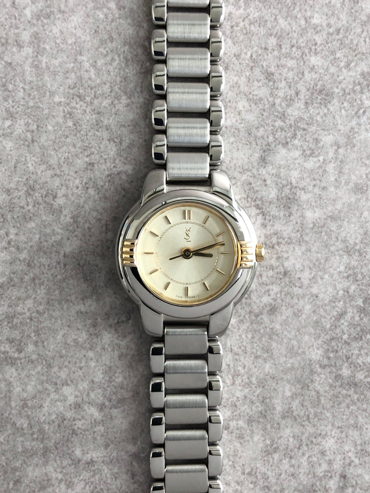 Yves Saint Laurent YSL Logo Watch Silver 5930-F91474 TA Vintage wdberd
