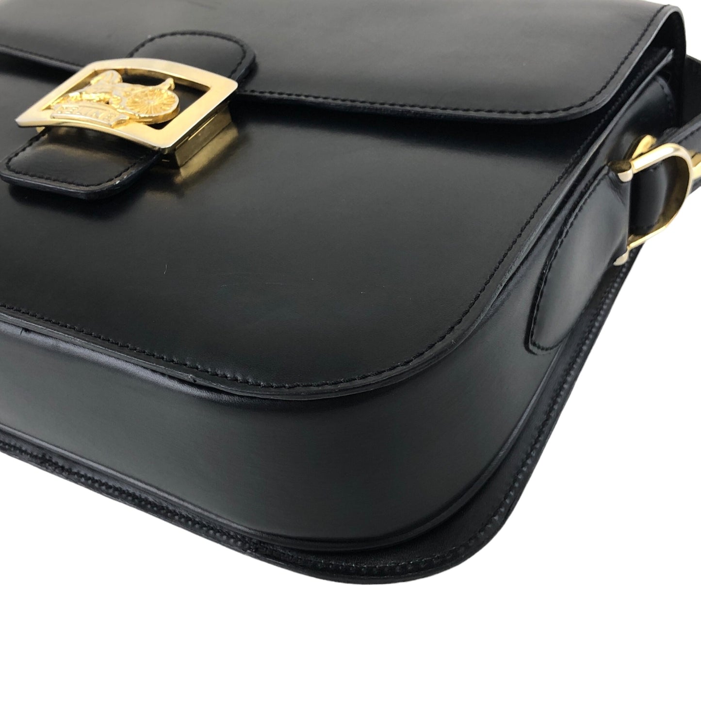 CELINE Horse Carriage Shoulder bag Black Vintage cwij46