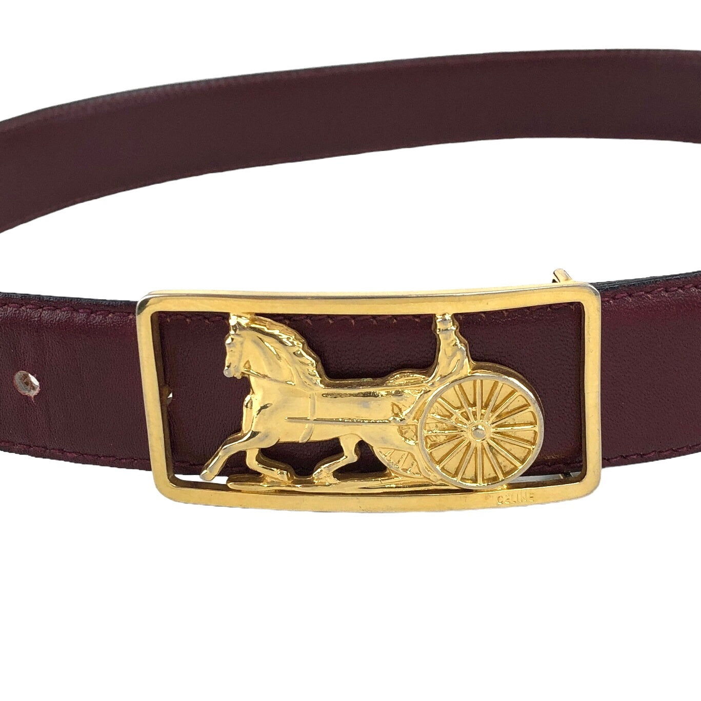 CELINE Horse Carriage Belt Bordeaux Vintage hea43y