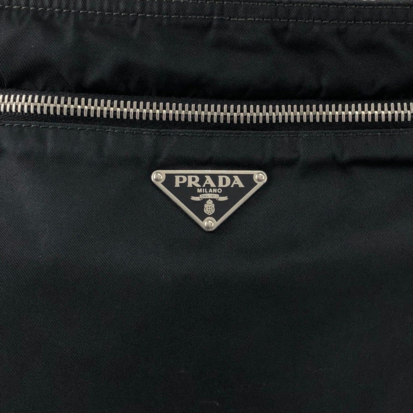 PRADA Tessuto Triangle Logo Shoulder bag Black Vintage mdycd2