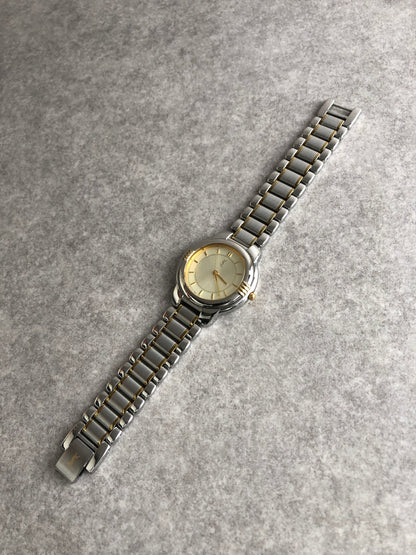 Yves Saint Laurent YSL Logo Quartz Watch Silver 6031-G11246TA Vintage vv2bv3