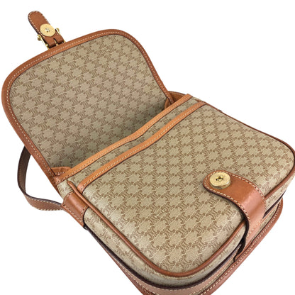 CELINE Macadam Front Buckle  Shoulder bag Beige Vintage nnbcwv