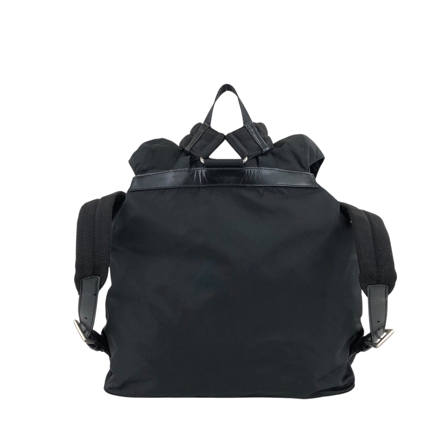 PRADA Triangle Logo Double Pocket Backpack Black Vintage sdny2f