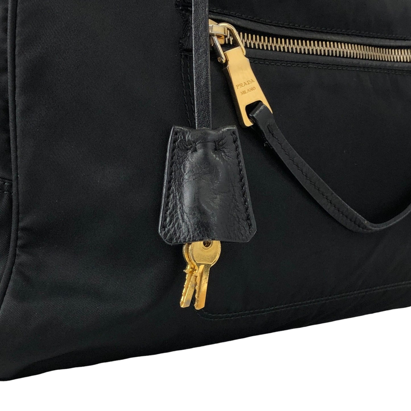 PRADA Tessuto Triangle Logo Padlock Two-way Small Boston bag Shoulder bag Black Vintage ha37gm