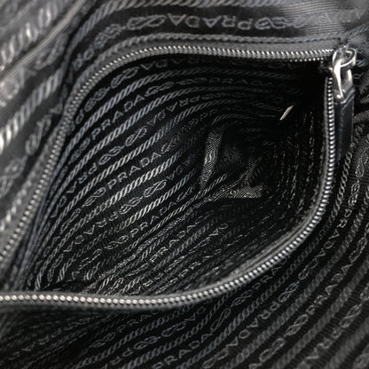 PRADA Triangle Logo Front Buckle Shoulder bag Black Vintage 3nuzig