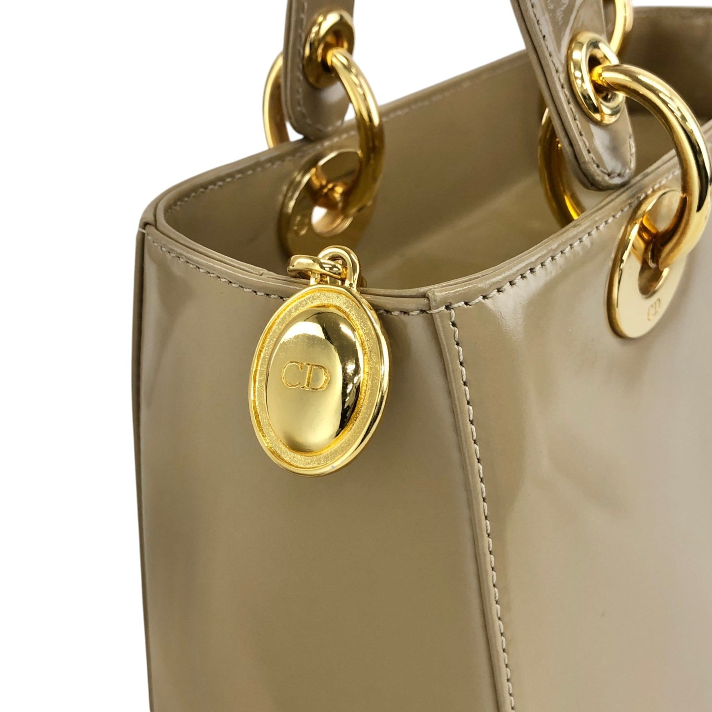 Christian Dior Lady Dior Logo Charm Two-way Handbag Shoulder bag Beige Vintage yj55s3