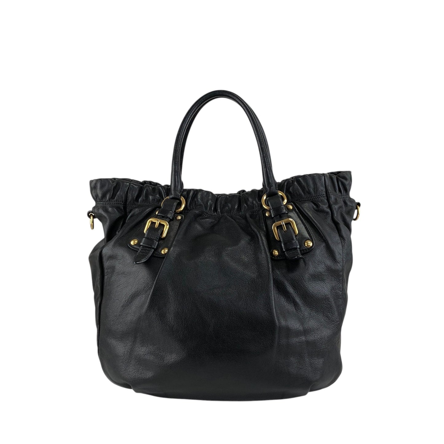 PRADA Logo Two-way Handbag Shoulder bag Black Vintage t5sy7s