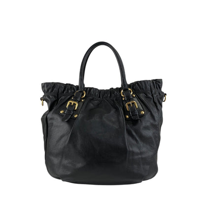 PRADA Logo Two-way Handbag Shoulder bag Black Vintage t5sy7s