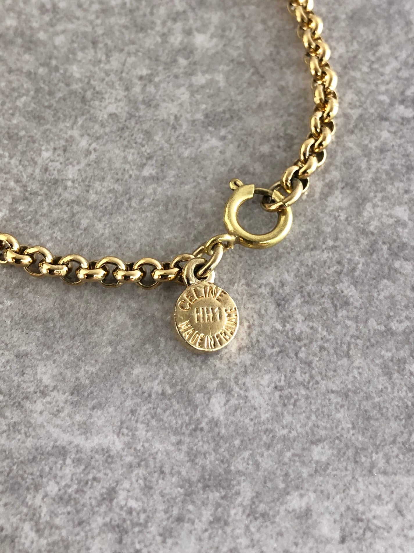 CELINE Circle Logo Bracelet Gold Vintage vmu75t