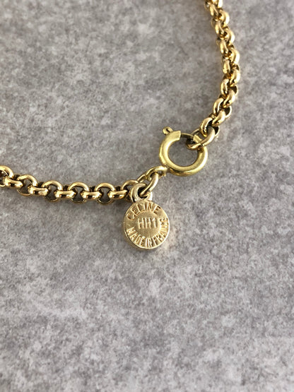 CELINE Circle Logo Bracelet Gold Vintage vmu75t