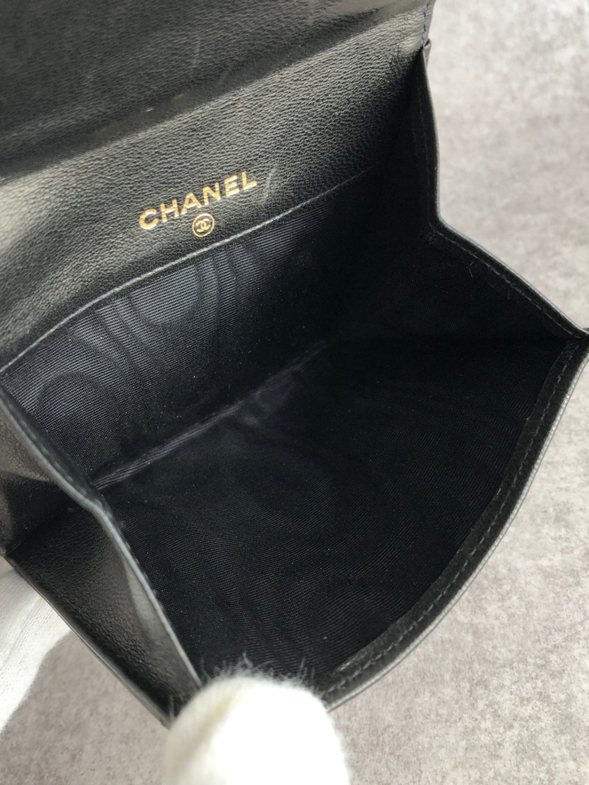 CHANEL Coco Mark Coin Purse Black Vintage 4umftb