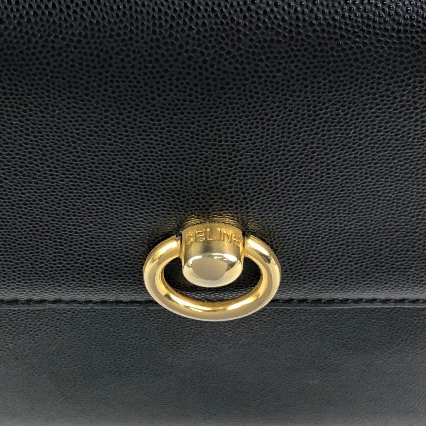 CELINE Circle Logo Shoulder bag Black Vintage eefby6