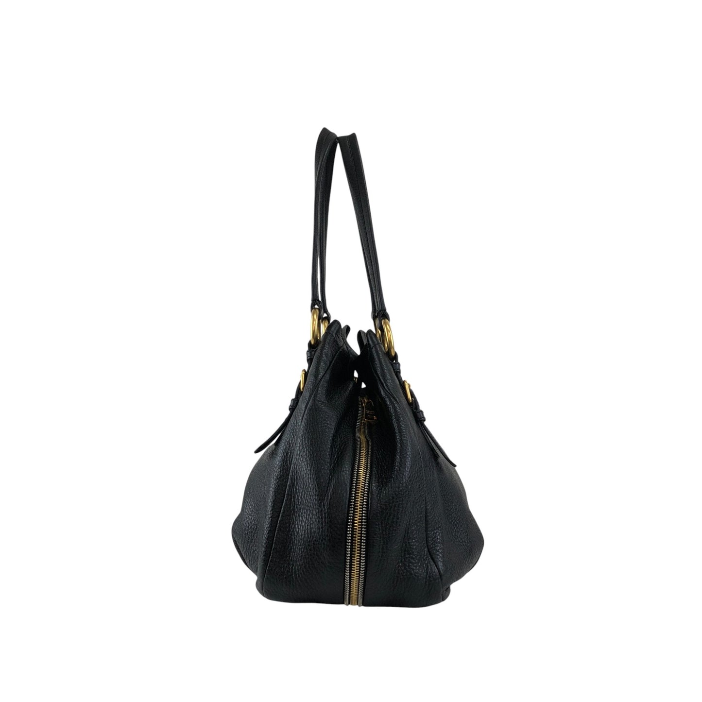 PRADA Logo Handbag Black BR4085 Vintage 3hvhgg