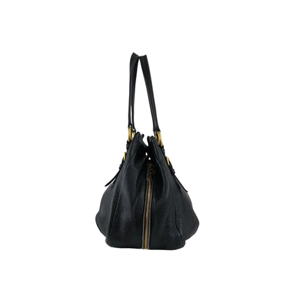 PRADA Logo Handbag Black BR4085 Vintage 3hvhgg