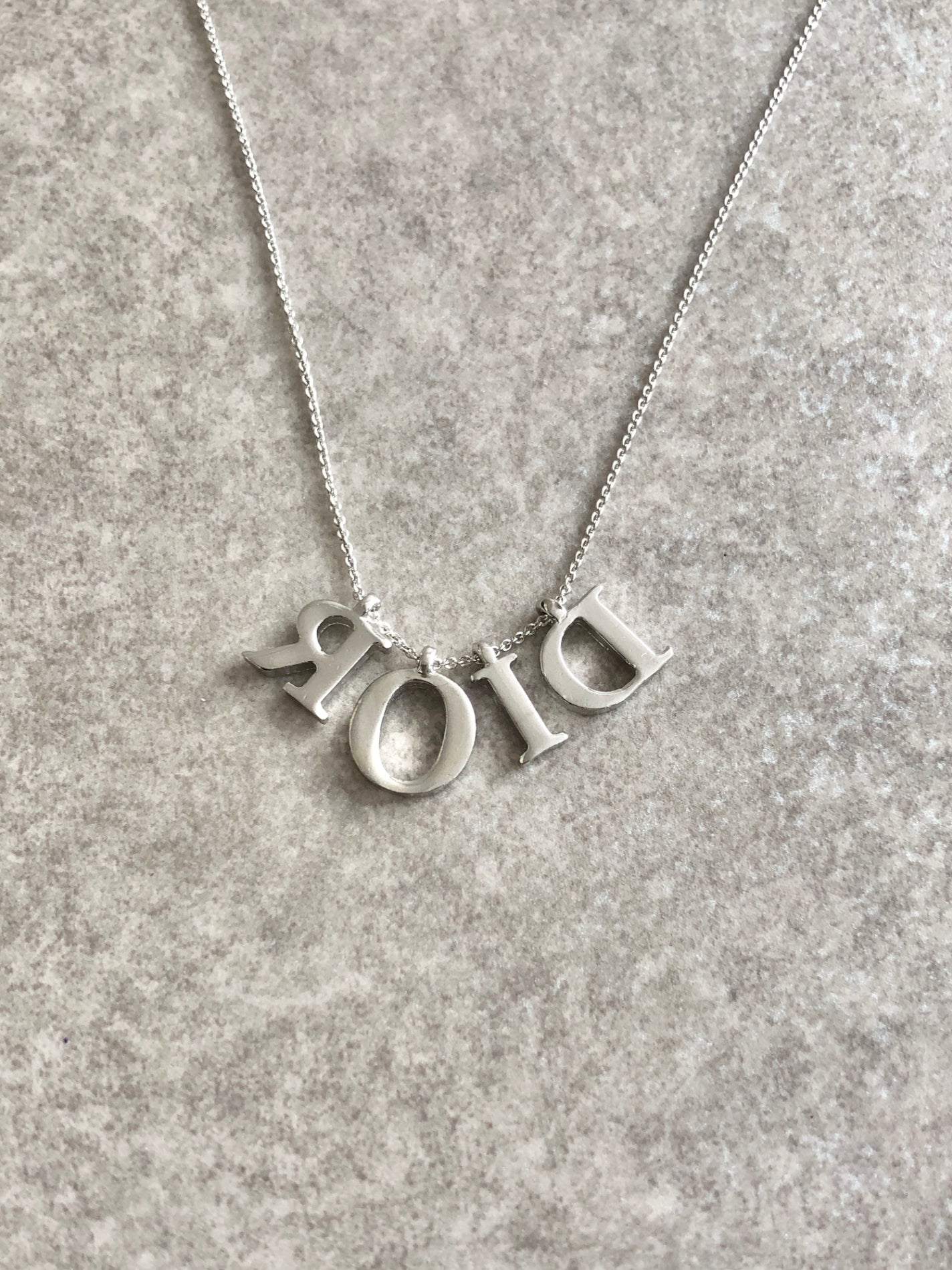 Christian Dior Logo Motif Necklace Silver Vintage ytk2tc