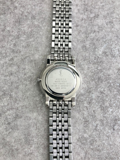 Yves Saint Laurent Logo  Quartz Watch Silver 5421-F46452 Vintage rij653