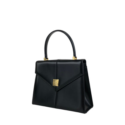 Yves Saint Laurent YSL Logo Top Handle Handbag Black Vintage m6kuvb