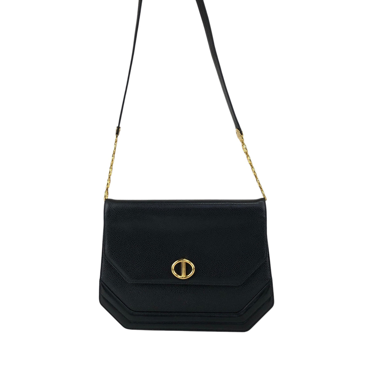 Christian Dior CD Logo Chain Shoulder bag Black Vintage n5ndi6