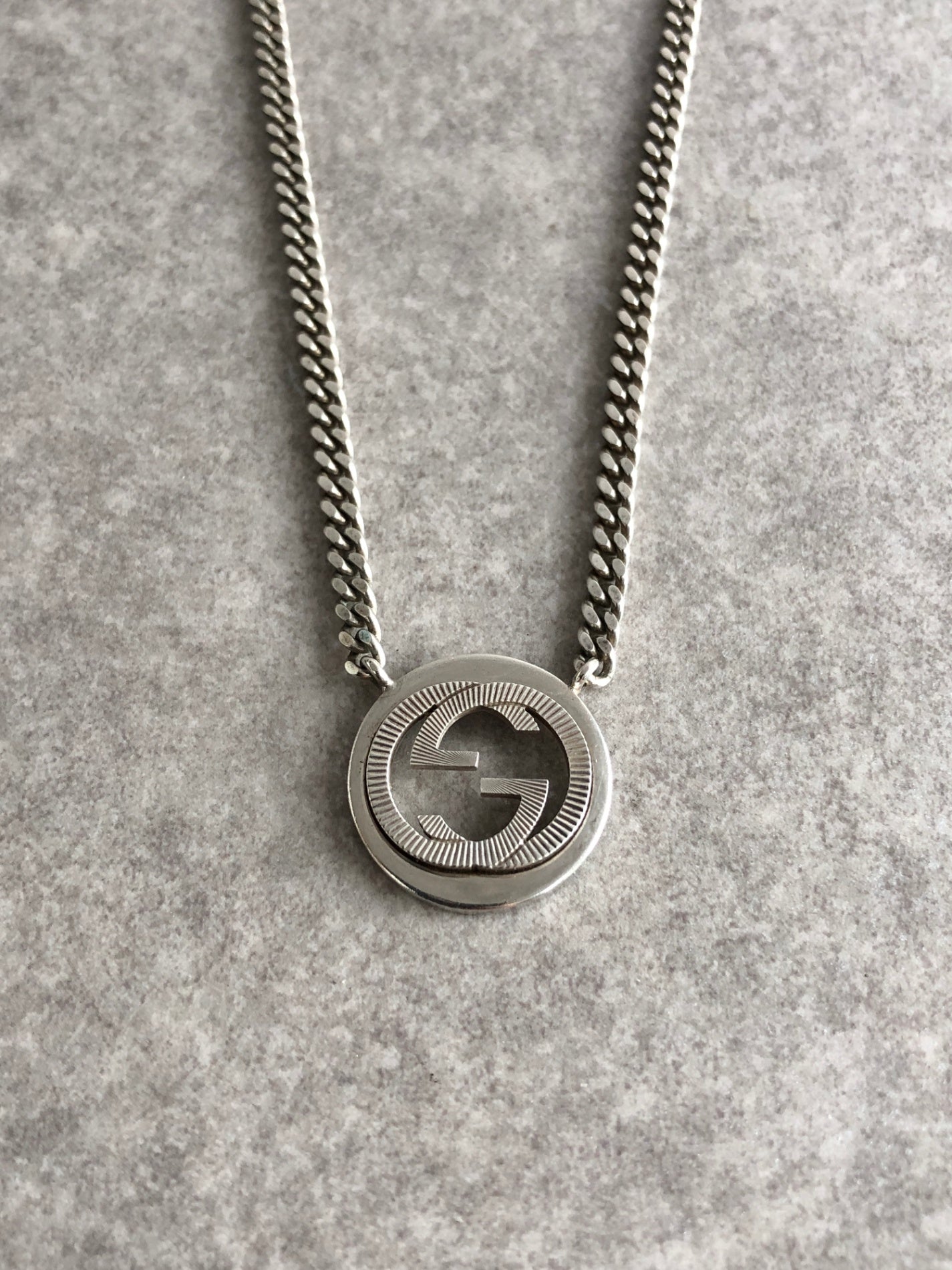 GUCCI Interlocking Necklace Silver Vintage fw6zza