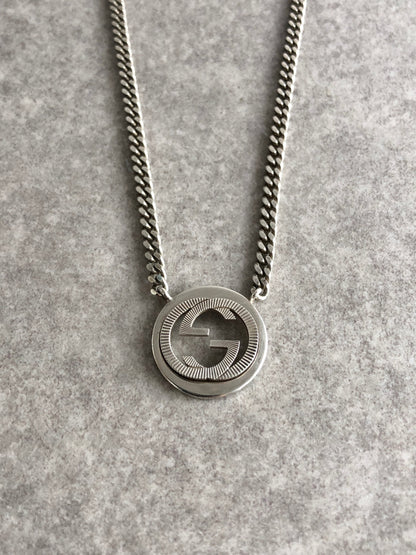 GUCCI Interlocking Necklace Silver Vintage fw6zza