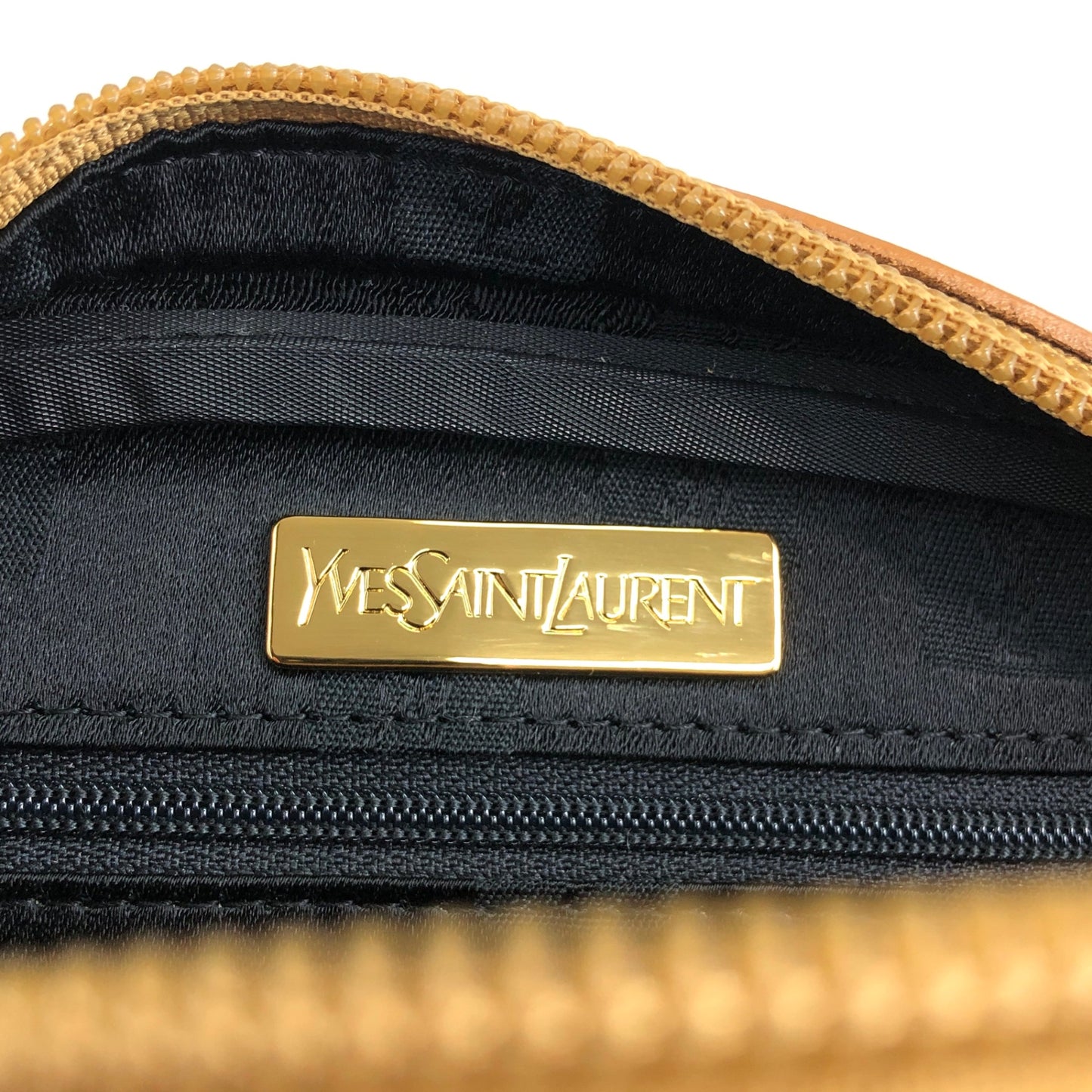 Yves Saint Laurent YSL Logo Shoulder bag Black×Camel Vintage vepfst