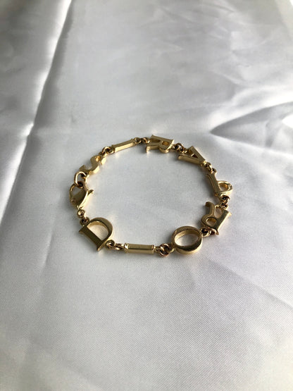 Christian Dior CD Logo Motif Bracelet Gold Vintage zfejdh