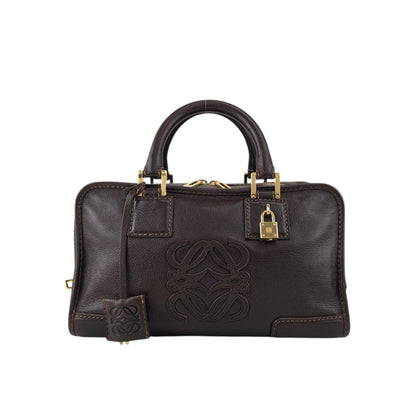 LOEWE Amazona28 Anagram Small Boston bag Handbag Brown Vintage vf56va