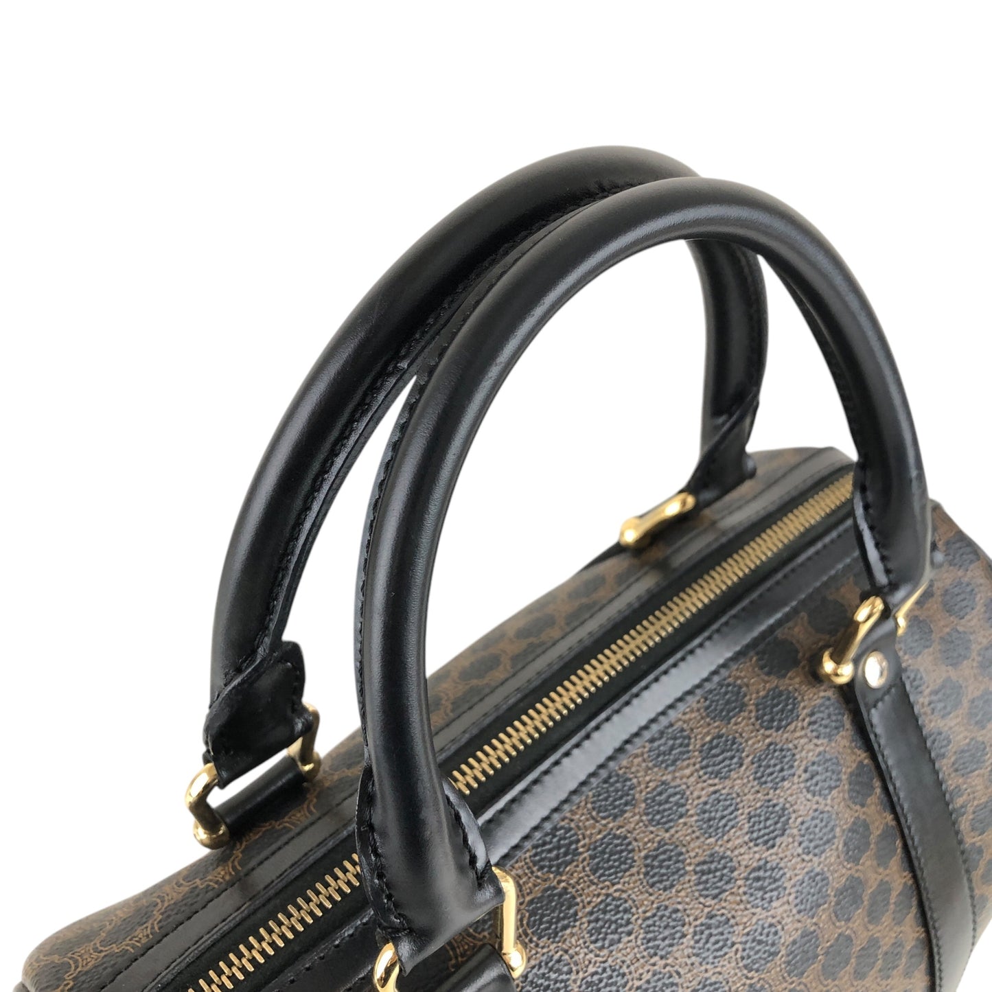 CELINE Macadam Two-way Handbag Shoulder bag Black Vintage ufhk7t