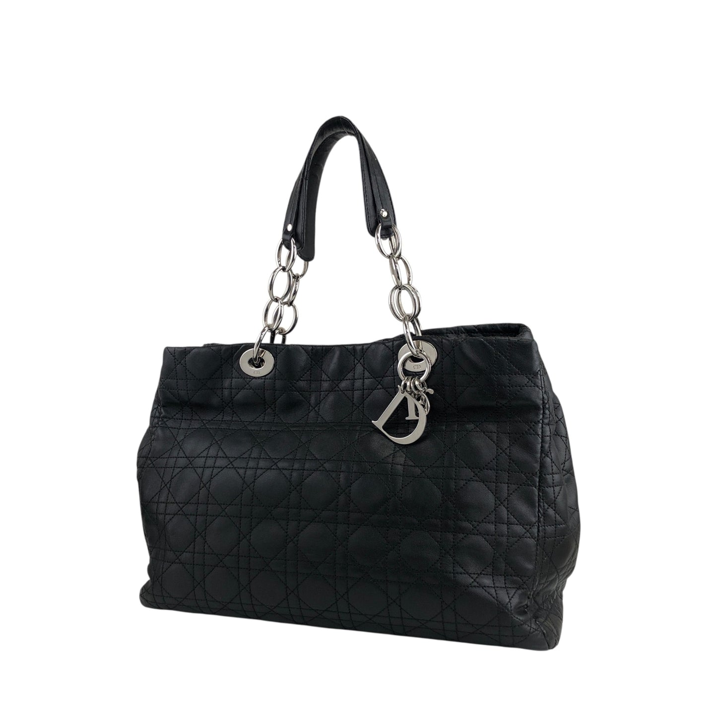 Christian Dior Lady Dior Cannage Charm Totebag Black Vintage niu5pt