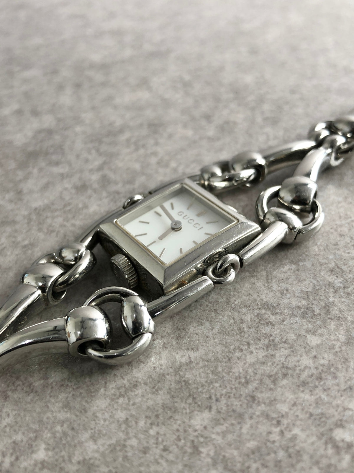 GUCCI Logo Quartz Watch Silver 116.5 Vintage ck6cm8