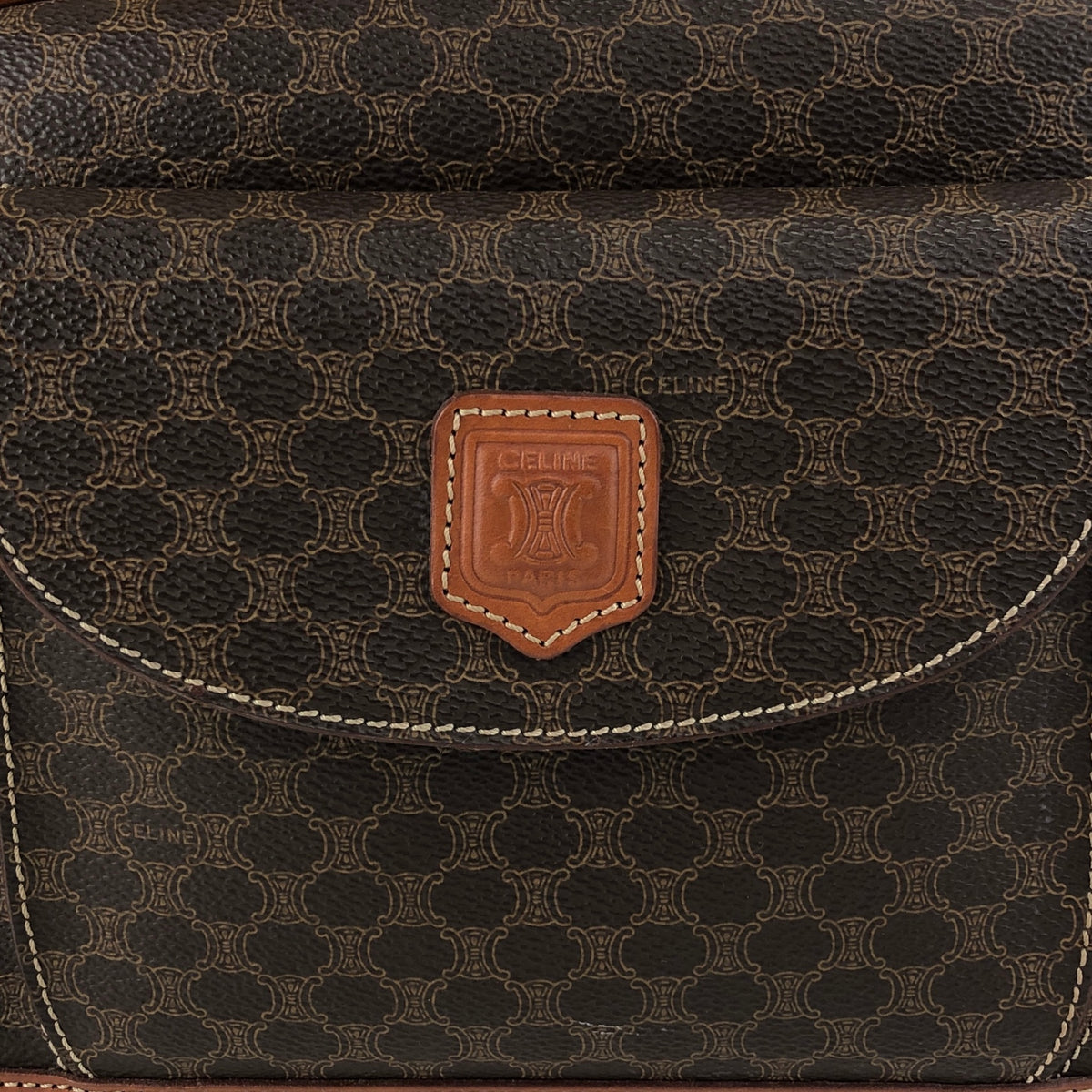 CELINE Macadam Blason Handbag Brown Vintage 623s5d