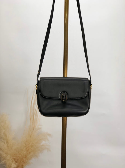 GUCCI Bamboo Turn Lock  Shoulder bag Black Vintage hksc78