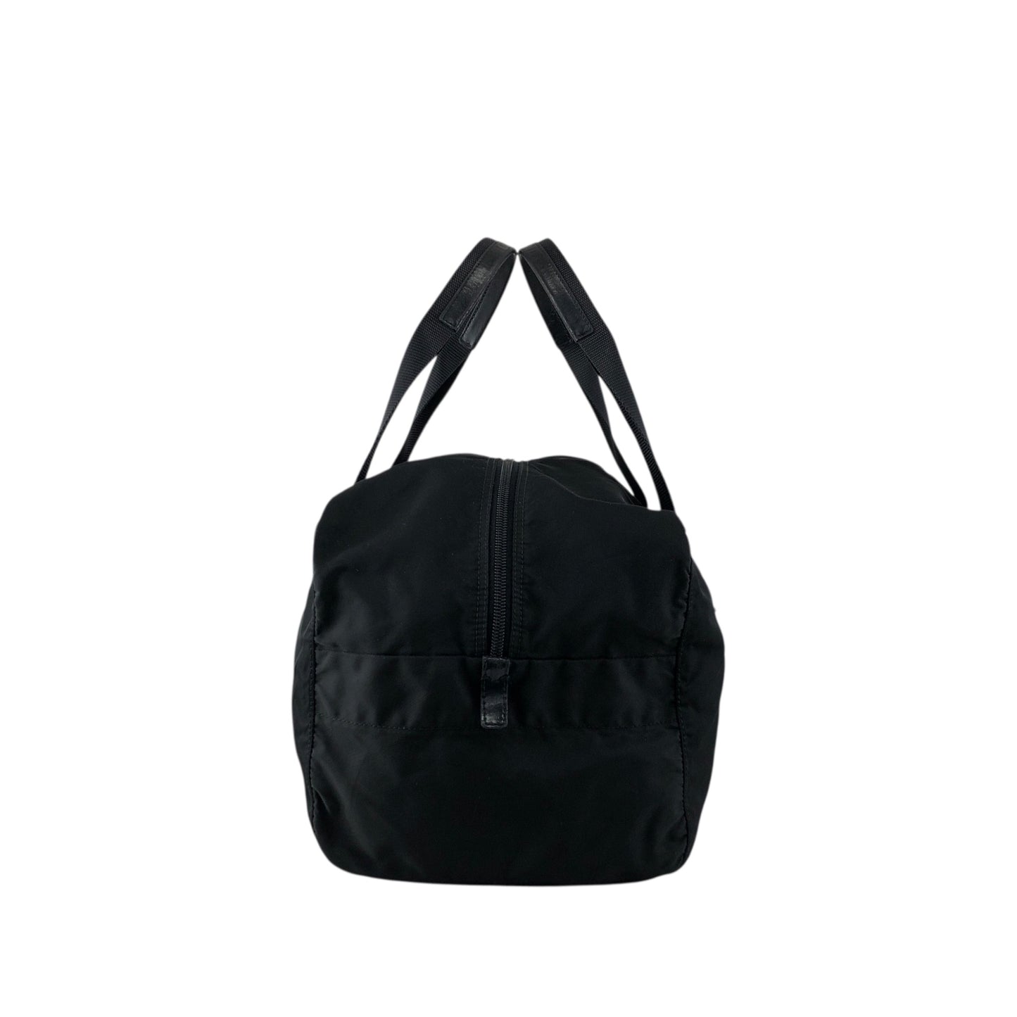 PRADA Tessuto Triangle Logo Handbag Boston bag Black Vintage ycwtum