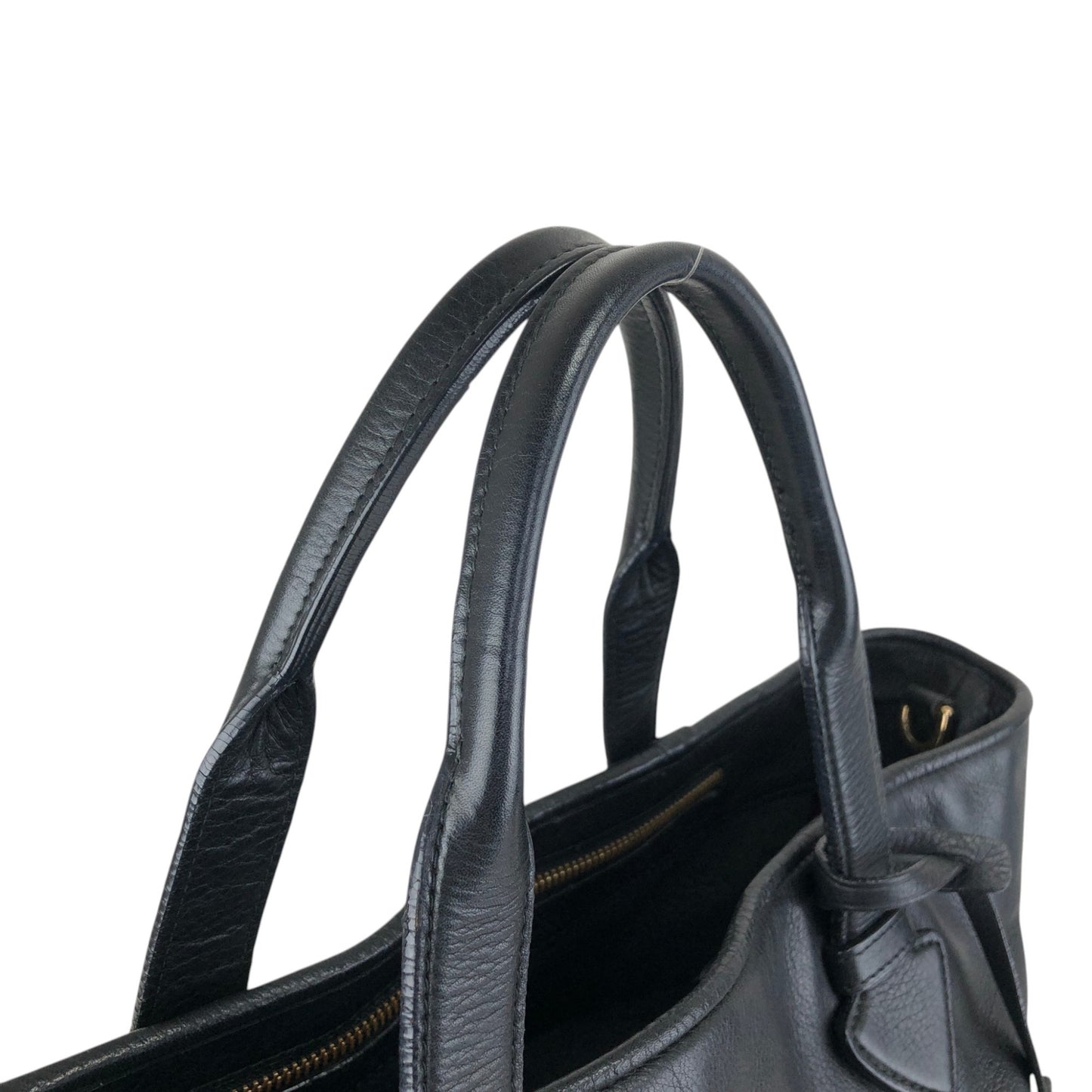LOEWE Logo Embossed Two-way Handbag Shoulder bag Black Vintage m3sbja