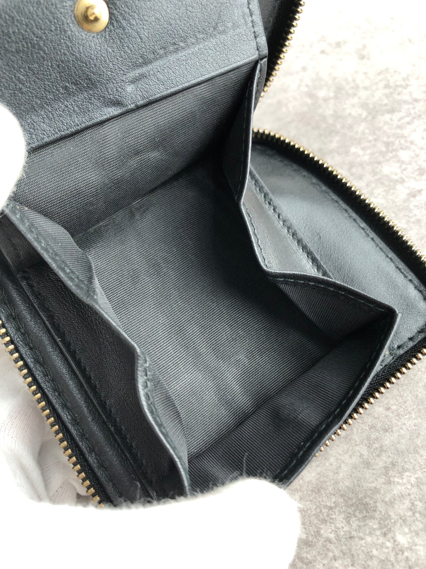 Christian Dior Logo Folded Wallet Black Vintage yutziu