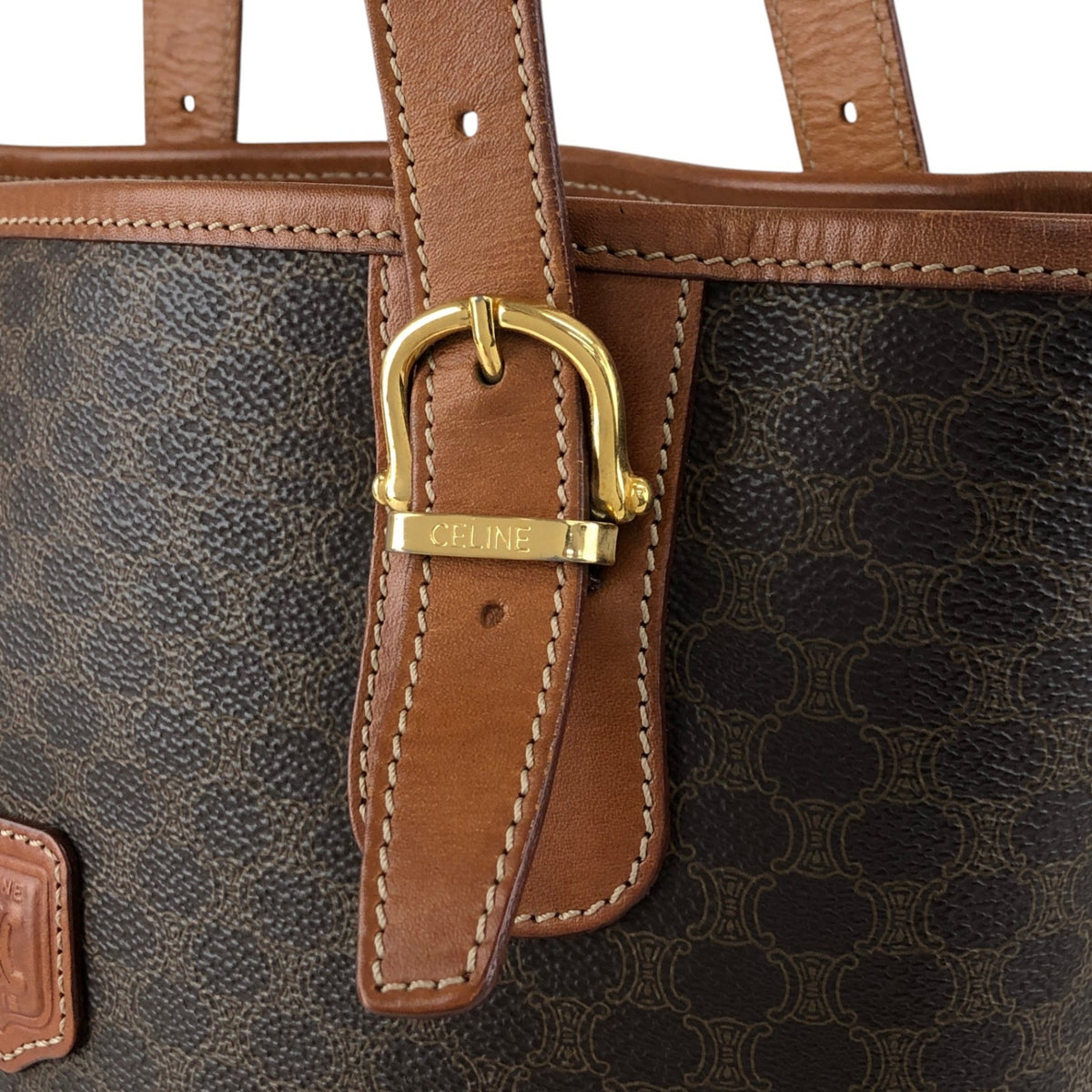 CELINE Macadam Blason Handbag Totebag Brown Vintage yemzhg