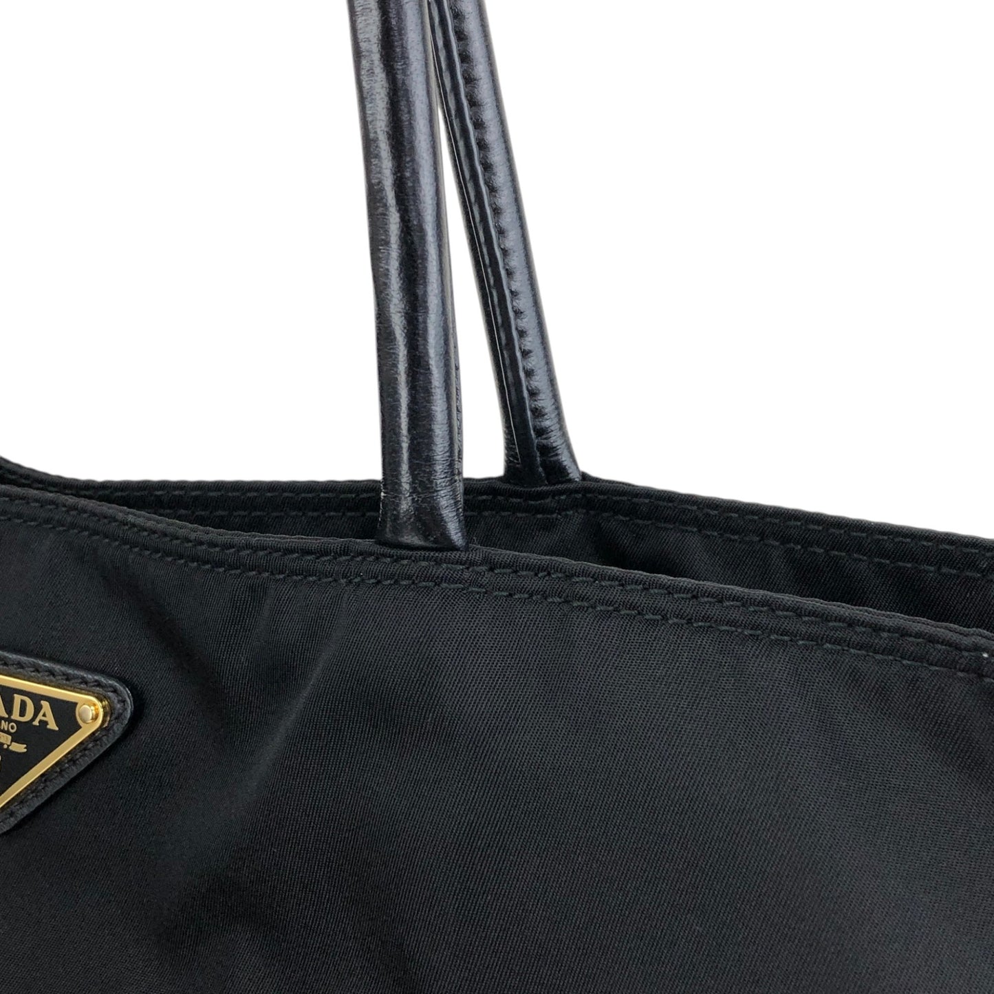 PRADA Tessuto Triangle Logo Handbag Totebag Black Vintage zahf6a
