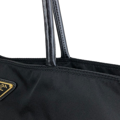 PRADA Tessuto Triangle Logo Handbag Totebag Black Vintage zahf6a