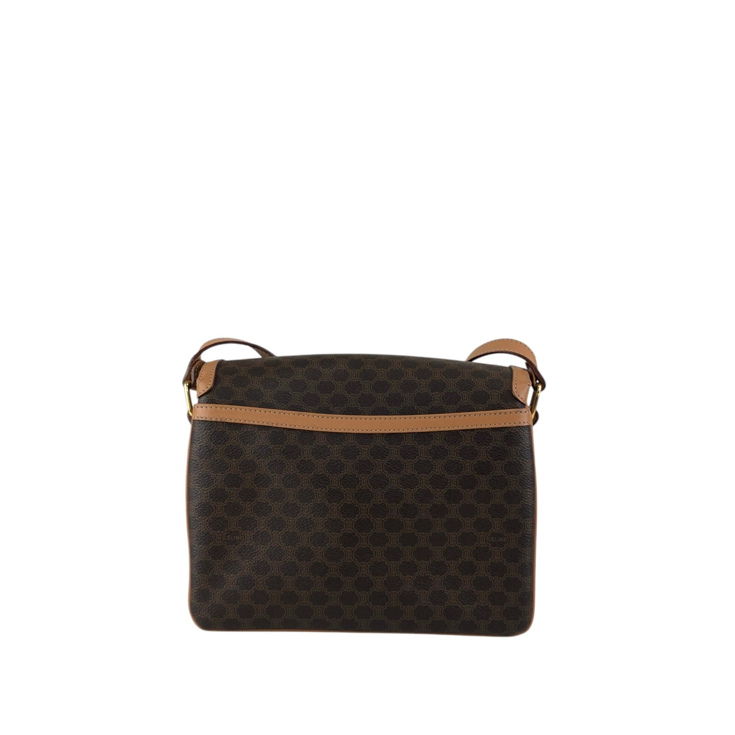 CELINE Macadam Blason Front Buckle Shoulder bag Brown Vintage zfp76j