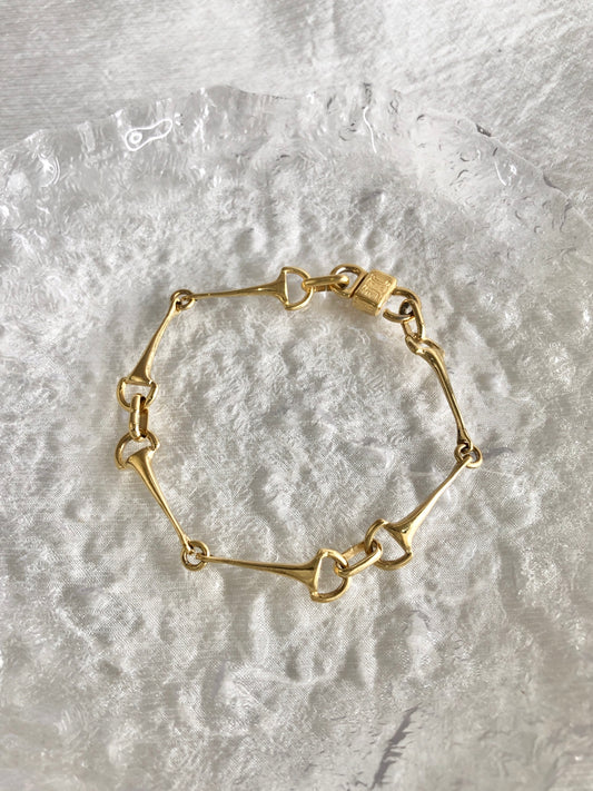 CELINE Triomphe Horse Bit Bracelet Gold Vintage 3renxw